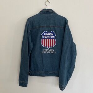 Vintage Union Pacific 150 Years Denim Jacket Portland Service Unit Embroidered